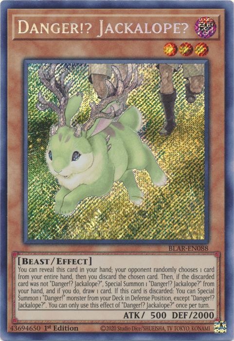 1st Edition, Battles of Legend: Armageddon, Beast, Dark, Effect Monster, Secret Rare Danger!? Jackalope? [BLAR-EN088] Secret Rare - Trading Card World