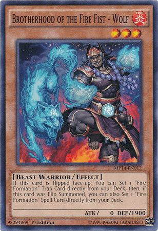1st Edition, 2014 Mega-Tins Mega Pack, Beast-Warrior, Common, Effect Monster, Fire Brotherhood of the Fire Fist - Wolf [MP14-EN012] Common - Trading Card World