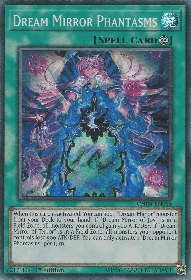 1st Edition, Chaos Impact, Continuous Spell, Spell, Super Rare, Unlimited Dream Mirror Phantasms [CHIM-EN088] Super Rare - Trading Card World