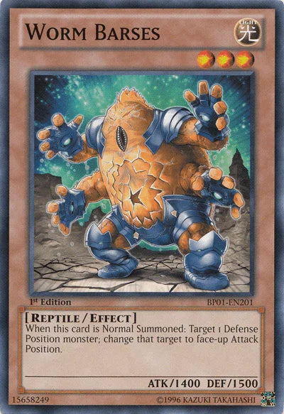 1st Edition, Battle Pack: Epic Dawn, Common, Effect Monster, Light, Reptile, Unlimited Worm Barses [BP01-EN201] Common - Trading Card World