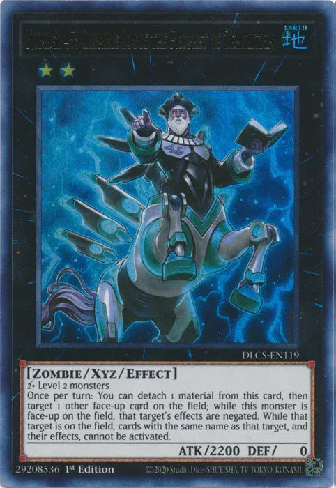 1st Edition, Dragons of Legend: The Complete Series, Earth, Ultra Rare, Xyz/Effect Monster, Zombie Number 45: Crumble Logos the Prophet of Demolition [DLCS-EN119] Ultra Rare - Trading Card World
