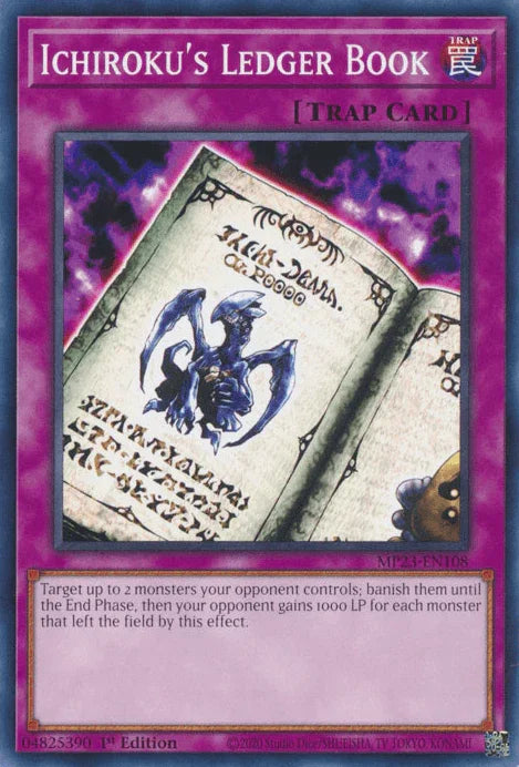 1st Edition, Common, Dueling Heroes Collectors Tin - Mega Pack (25th Anniversary Edition), Normal Trap, Trap Ichiroku's Ledger Book [MP23-EN108] Common - Trading Card World