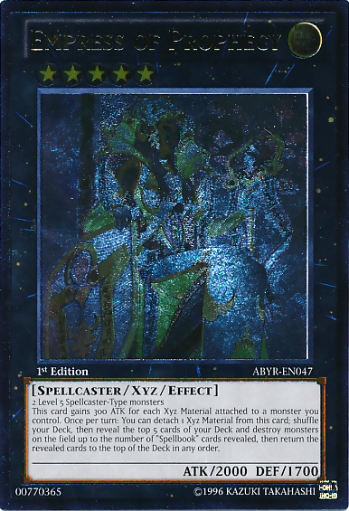 1st Edition, Abyss Rising, Light, Spellcaster, Ultimate Rare, Unlimited, Xyz/Effect Monster Empress of Prophecy (UTR) [ABYR-EN047] Ultimate Rare - Trading Card World