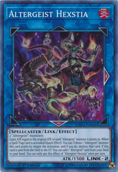 1st Edition, Extreme Force, Fire, Link/Effect Monster, Spellcaster, Super Rare, Unlimited Altergeist Hexstia [EXFO-EN046] Super Rare - Trading Card World