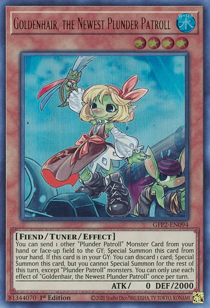 1st Edition, Fiend, Ghosts From the Past: The 2nd Haunting, Tuner/Effect Monster, Ultra Rare, Water Goldenhair, the Newest Plunder Patroll [GFP2-EN094] Ultra Rare - Trading Card World