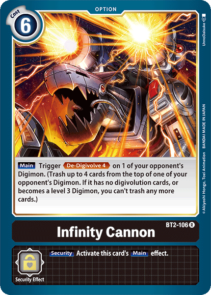 Black, BT2-106, Option, Rare, Release Special Booster Ver.1.0 Infinity Cannon [BT2-106] [Release Special Booster Ver.1.0] - Trading Card World