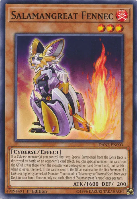 1st Edition, Common, Cyberse, Dark Neostorm, Effect Monster, Fire, Unlimited Salamangreat Fennec [DANE-EN003] Common - Trading Card World