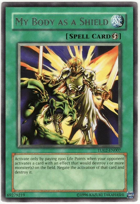 Quick Play Spell, Rare, Spell, Turbo Pack: Booster Two, Unlimited My Body as a Shield [TU02-EN007] Rare - Trading Card World