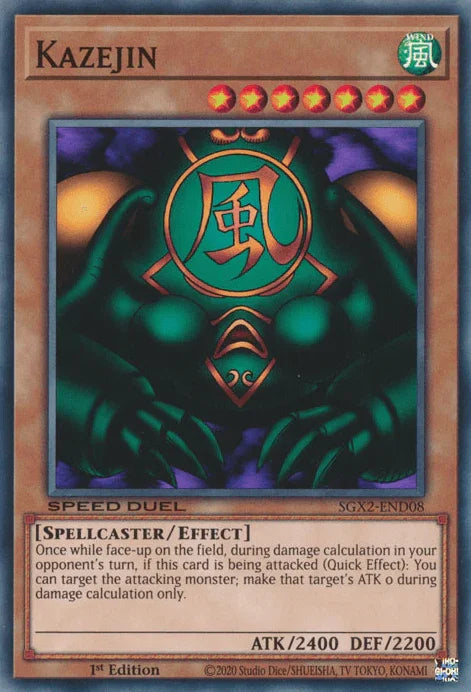 1st Edition, Common, Effect Monster, Speed Duel GX: Midterm Paradox, Spellcaster, Wind Kazejin [SGX2-END08] Common - Trading Card World