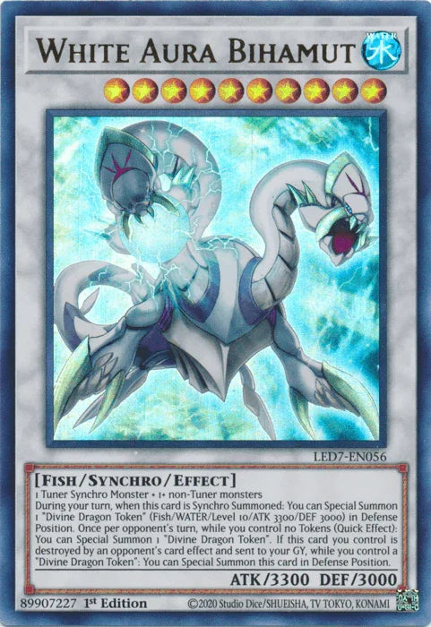1st Edition, Fish, Legendary Duelists: Rage of Ra, Synchro/Effect Monster, Ultra Rare, Unlimited, Water White Aura Bihamut [LED7-EN056] Ultra Rare - Trading Card World