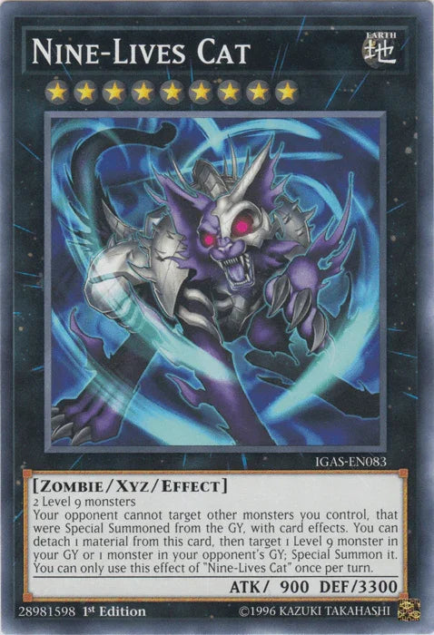1st Edition, Common, Earth, Ignition Assault, Unlimited, Xyz/Effect Monster, Zombie Nine-Lives Cat [IGAS-EN083] Common - Trading Card World