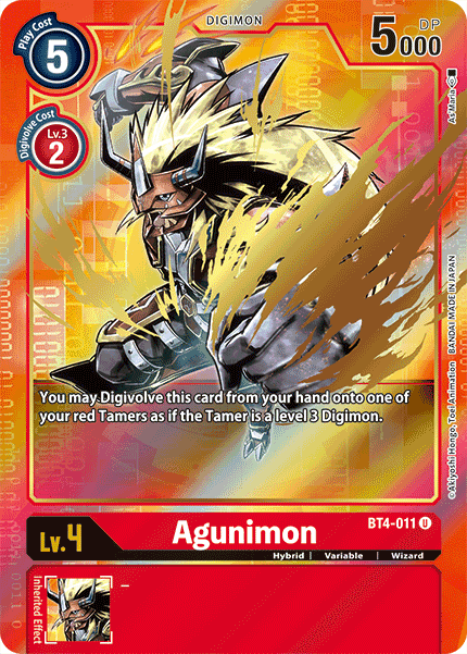 BT4-011, Digimon, Great Legend, Hybrid, Red, Uncommon, Variable, Wizard Agunimon [BT4-011] (Alternate Art) [Great Legend] - Trading Card World