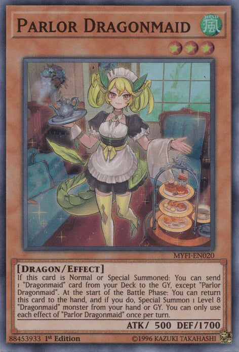 1st Edition, Dragon, Effect Monster, Mystic Fighters, Super Rare, Wind Parlor Dragonmaid [MYFI-EN020] Super Rare - Trading Card World