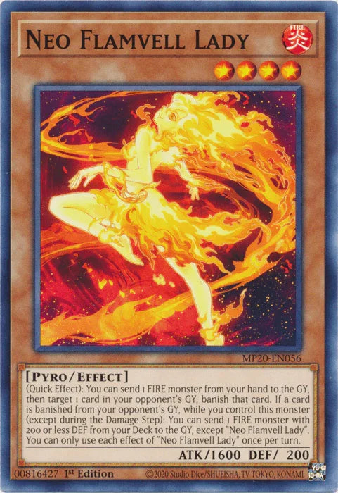 1st Edition, 2020 Tin of Lost Memories, Common, Effect Monster, Fire, Pyro Neo Flamvell Lady [MP20-EN056] Common - Trading Card World