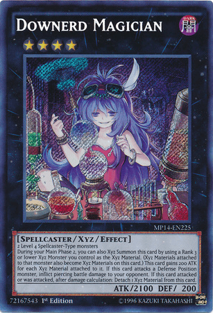 1st Edition, 2014 Mega-Tins Mega Pack, Dark, Secret Rare, Spellcaster, Xyz/Effect Monster Downerd Magician [MP14-EN225] Secret Rare - Trading Card World