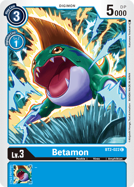Amphibian, Blue, BT2-022, Common, Digimon, Release Special Booster Ver.1.5, Rookie, Virus Betamon [BT2-022] [Release Special Booster Ver.1.5] - Trading Card World