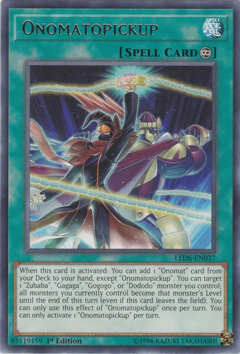 1st Edition, Continuous Spell, Legendary Duelists: Magical Hero, Rare, Spell, Unlimited Onomatopickup [LED6-EN037] Rare - Trading Card World