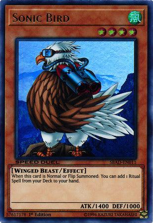 1st Edition, Effect Monster, Speed Duel: Attack from the Deep, Ultra Rare, Wind, Winged Beast Sonic Bird [SBAD-EN011] Ultra Rare - Trading Card World