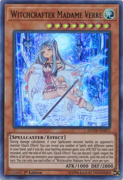 1st Edition, Duel Overload, Effect Monster, Light, Spellcaster, Ultra Rare Witchcrafter Madame Verre [DUOV-EN073] Ultra Rare - Trading Card World