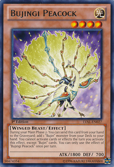 1st Edition, Effect Monster, Legacy of the Valiant, Light, Rare, Unlimited, Winged Beast Bujingi Peacock [LVAL-EN027] Rare - Trading Card World