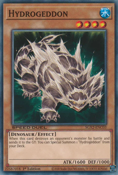 1st Edition, Common, Dinosaur, Effect Monster, Speed Duel GX: Midterm Paradox, Water Hydrogeddon [SGX2-ENC03] Common - Trading Card World