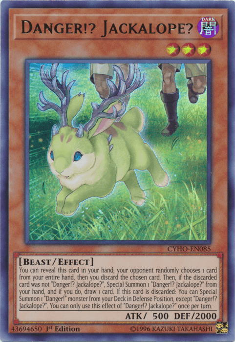 1st Edition, Beast, Cybernetic Horizon, Dark, Effect Monster, Ultra Rare, Unlimited Danger!? Jackalope? [CYHO-EN085] Ultra Rare - Trading Card World
