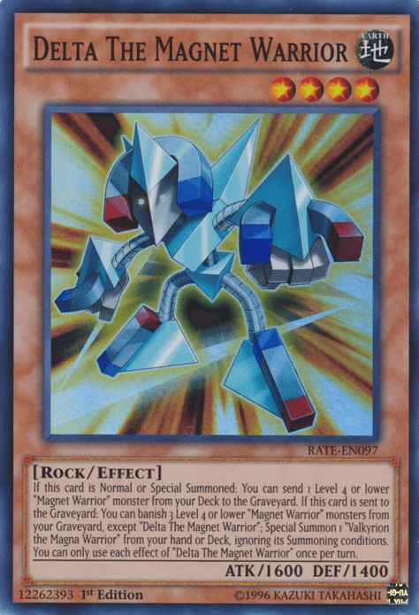 1st Edition, Earth, Effect Monster, Raging Tempest, Rock, Super Rare, Unlimited Delta The Magnet Warrior [RATE-EN097] Super Rare - Trading Card World