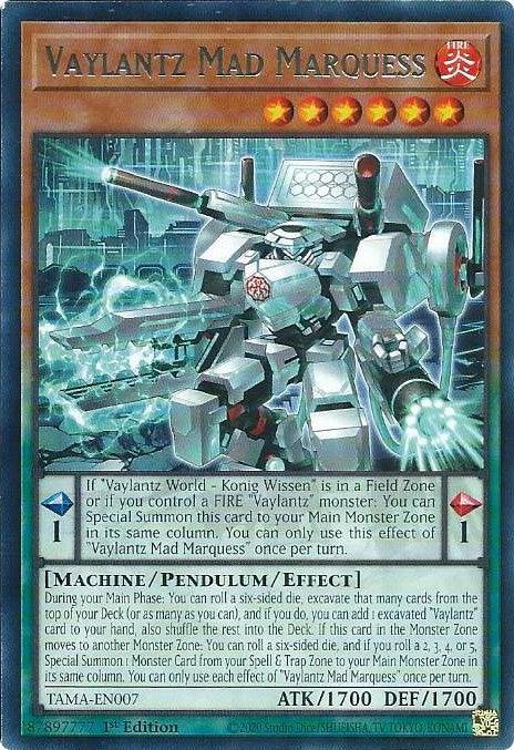 1st Edition, Fire, Machine, Pendulum/Effect Monster, Rare, Tactical Masters Vaylantz Mad Marquess [TAMA-EN007] Rare - Trading Card World