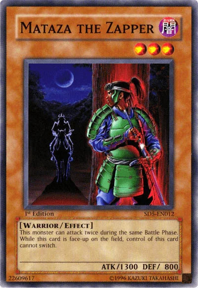 1st Edition, Common, Dark, Effect Monster, Structure Deck: Warrior's Triumph, Warrior Mataza the Zapper [SD5-EN012] Common - Trading Card World