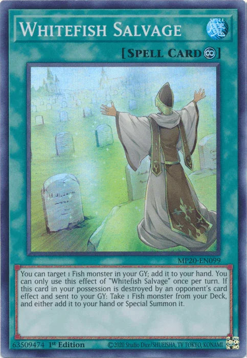 1st Edition, 2020 Tin of Lost Memories, Continuous Spell, Spell, Super Rare Whitefish Salvage [MP20-EN099] Super Rare - Trading Card World