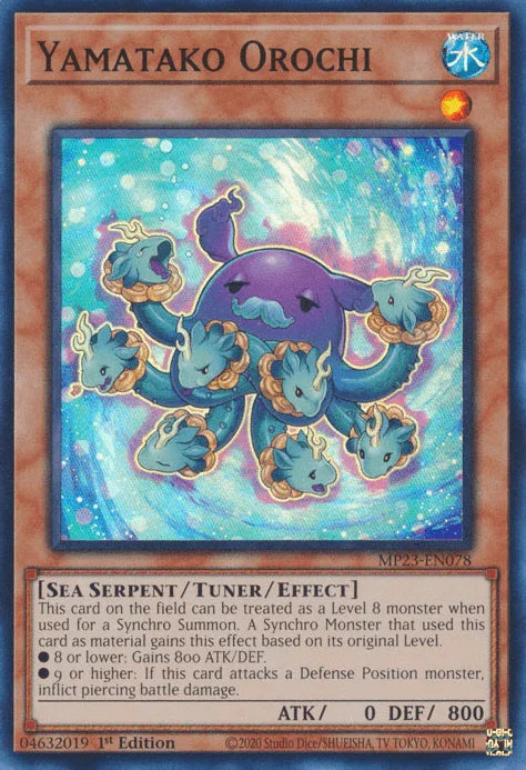 1st Edition, Dueling Heroes Collectors Tin - Mega Pack (25th Anniversary Edition), Sea Serpent, Super Rare, Tuner/Effect Monster, Water Yamatako Orochi [MP23-EN078] Super Rare - Trading Card World