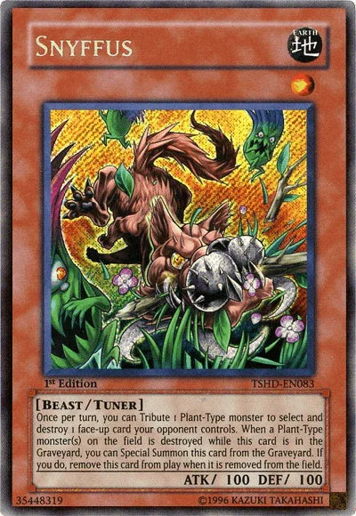 1st Edition, Beast, Earth, Secret Rare, The Shining Darkness, Tuner Monster, Unlimited Snyffus [TSHD-EN083] Secret Rare - Trading Card World