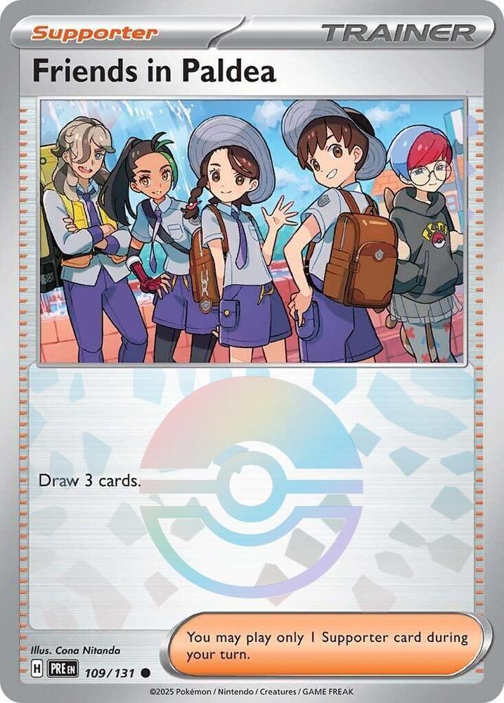 109, Common, Holofoil, Scarlet & Violet: Prismatic Evolutions, Supporter Friends in Paldea (109/131) (Poke Ball Pattern) [Scarlet & Violet: Prismatic Evolutions] - Trading Card World