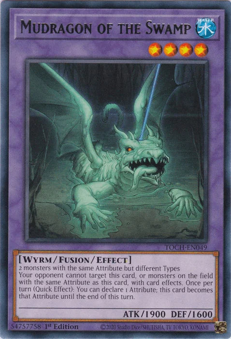1st Edition, Fusion/Effect Monster, Rare, Toon Chaos, Unlimited, Water, Wyrm Mudragon of the Swamp [TOCH-EN049] Rare - Trading Card World