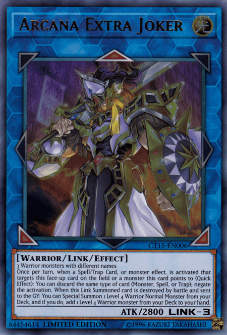 2018 Mega-Tins, Light, Limited, Link/Effect Monster, Ultra Rare, Warrior Arcana Extra Joker [CT15-EN006] Ultra Rare - Trading Card World