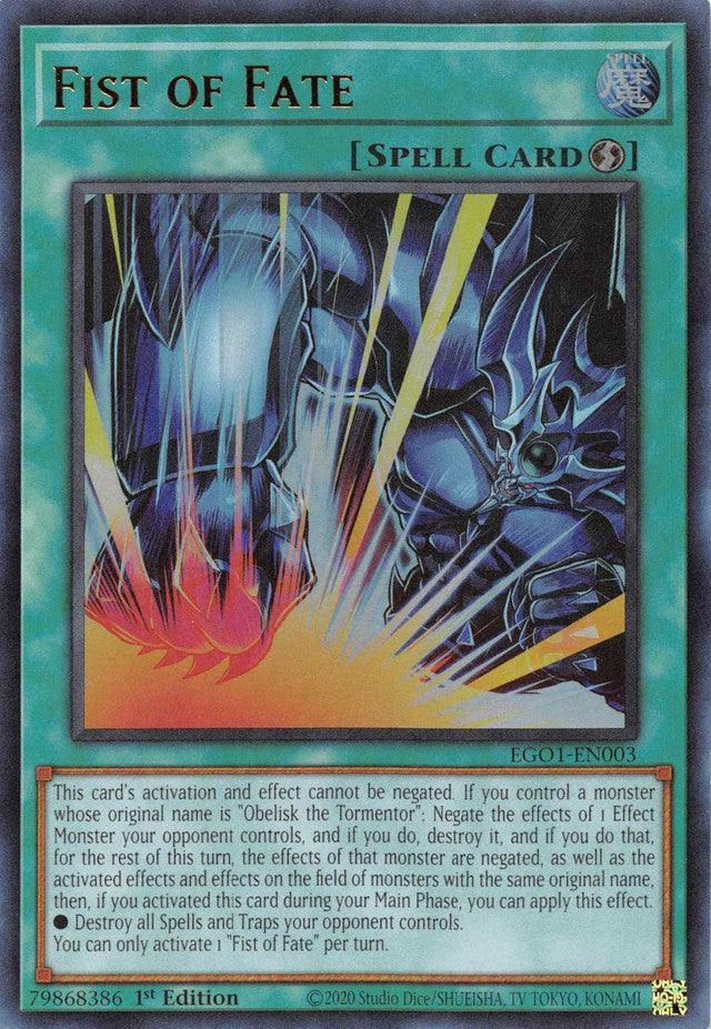 1st Edition, Egyptian God Deck: Obelisk the Tormentor, Quick-Play Spell, Spell, Ultra Rare Fist of Fate [EGO1-EN003] Ultra Rare - Trading Card World