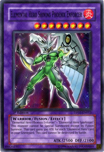 1st Edition, Duelist Pack 5: Aster Phoenix, Fire, Fusion/Effect Monster, Super Rare, Unlimited, Warrior Elemental Hero Shining Phoenix Enforcer [DP05-EN013] Super Rare - Trading Card World