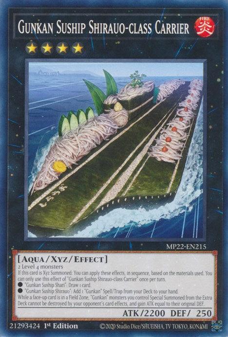 1st Edition, 2022 Tin of the Pharaoh's Gods, Aqua, Common, Fire, Xyz/Effect Monster Gunkan Suship Shirauo-class Carrier [MP22-EN215] Common - Trading Card World