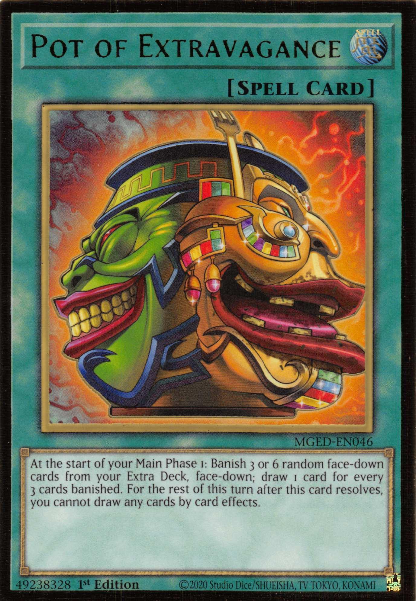 1st Edition, Gold Rare, Maximum Gold: El Dorado, Normal Spell, Spell Pot of Extravagance [MGED-EN046] Gold Rare - Trading Card World