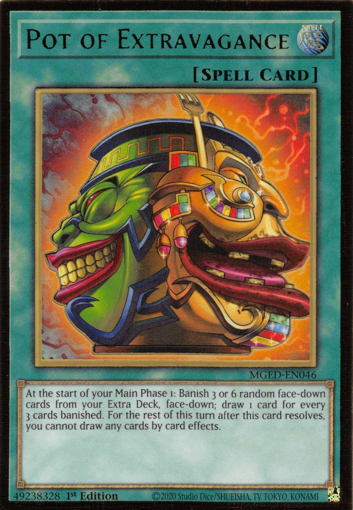 1st Edition, Gold Rare, Maximum Gold: El Dorado, Normal Spell, Spell Pot of Extravagance [MGED-EN046] Gold Rare - Trading Card World