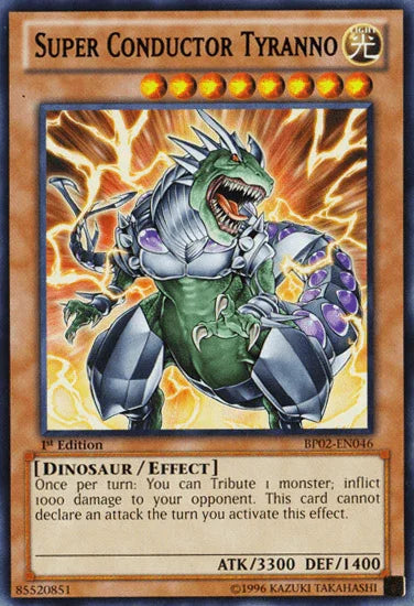 1st Edition, Battle Pack 2: War of the Giants, Dinosaur, Effect Monster, Light, Mosaic Rare, Unlimited Super Conductor Tyranno [BP02-EN046] Mosaic Rare - Trading Card World