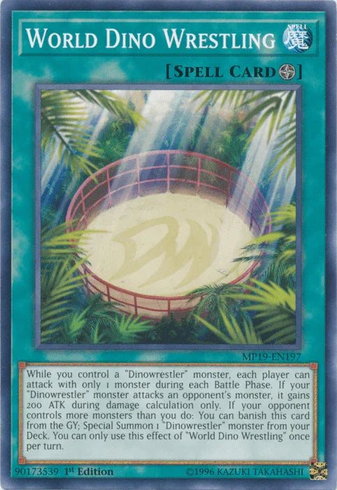 1st Edition, 2019 Gold Sarcophagus Tin Mega Pack, Common, Field Spell, Spell, Unlimited World Dino Wrestling [MP19-EN197] Common - Trading Card World