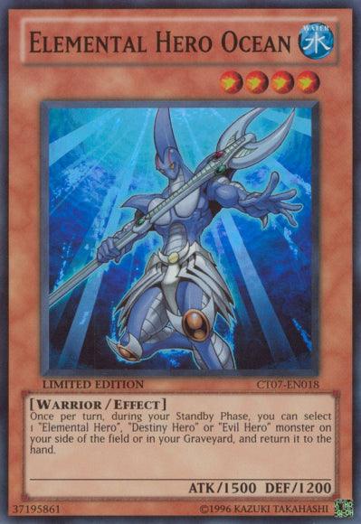 2010 Collectors Tins, Effect Monster, Limited, Super Rare, Warrior, Water Elemental Hero Ocean [CT07-EN018] Super Rare - Trading Card World