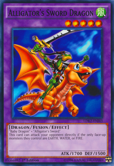 1st Edition, Common, Dragon, Fusion/Effect Monster, Legendary Decks II, Unlimited, Wind Alligator's Sword Dragon [LDK2-ENJ43] Common - Trading Card World