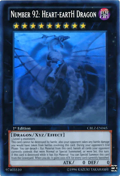 1st Edition, Cosmo Blazer, Dark, Dragon, Ghost Rare, Unlimited, Xyz/Effect Monster Number 92: Heart-eartH Dragon [CBLZ-EN045] Ghost Rare - Trading Card World
