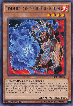1st Edition, 2014 Mega-Tins Mega Pack, Beast-Warrior, Effect Monster, Fire, Rare Brotherhood of the Fire Fist - Buffalo [MP14-EN015] Rare - Trading Card World