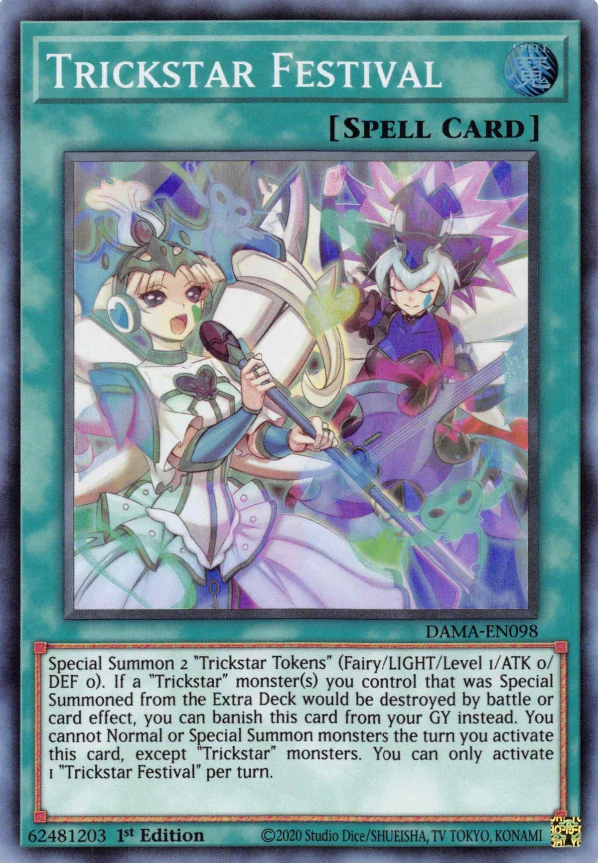 1st Edition, Dawn of Majesty, Normal Spell, Spell, Super Rare Trickstar Festival [DAMA-EN098] Super Rare - Trading Card World