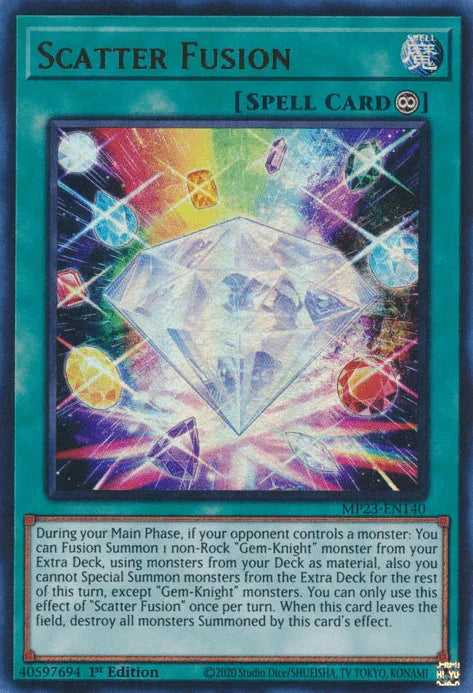 1st Edition, Continuous Spell, Dueling Heroes Collectors Tin - Mega Pack (25th Anniversary Edition), Spell, Ultra Rare Scatter Fusion [MP23-EN140] Ultra Rare - Trading Card World