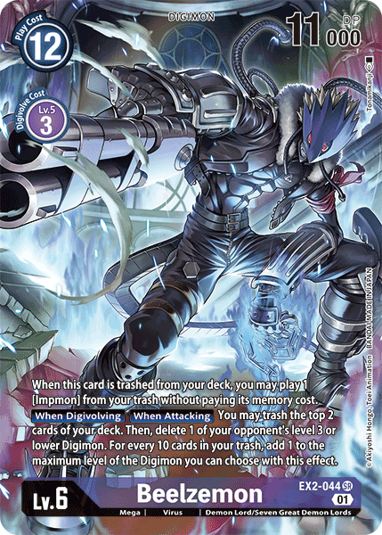 Demon Lord/Seven Great Demon Lords, Digimon, Digital Hazard, EX2-044, Mega, Purple, Super Rare, Virus Beelzemon [EX2-044] (Alternate Art) [Digital Hazard] - Trading Card World