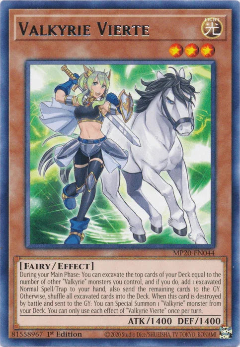 1st Edition, 2020 Tin of Lost Memories, Effect Monster, Fairy, Light, Rare Valkyrie Vierte [MP20-EN044] Rare - Trading Card World